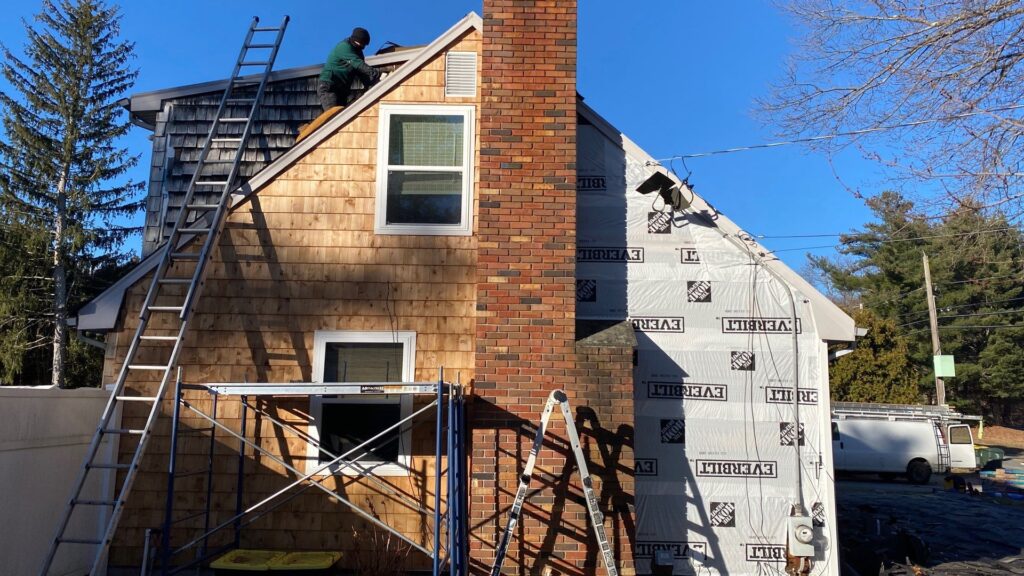 Roof replacement in Greenville, RI with cedar shake — Project #12032 by Pinnacle Roofing & Skylights