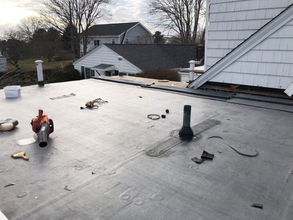 Roof replacement in Middletown, RI with EPDM rubber membrane — Project #11928 by Pinnacle Roofing & Skylights