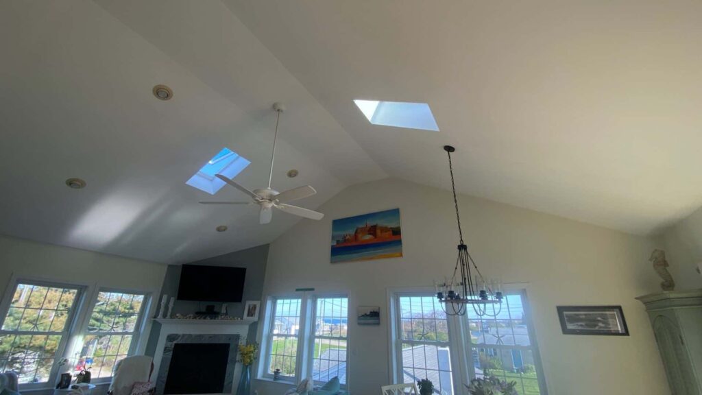 Skylight installation in Narragansett, RI with VELUX skylights — Project #12177 by Pinnacle Roofing & Skylights