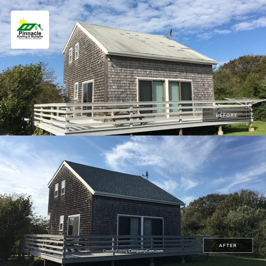 Roof replacement in New Shoreham, RI with asphalt shingles — Project #11656 by Pinnacle Roofing & Skylights