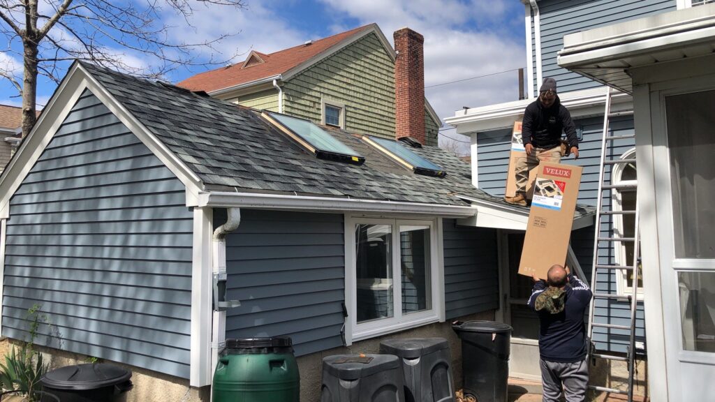 Skylight installation in Pawtucket, RI with VELUX skylights — Project #12211 by Pinnacle Roofing & Skylights