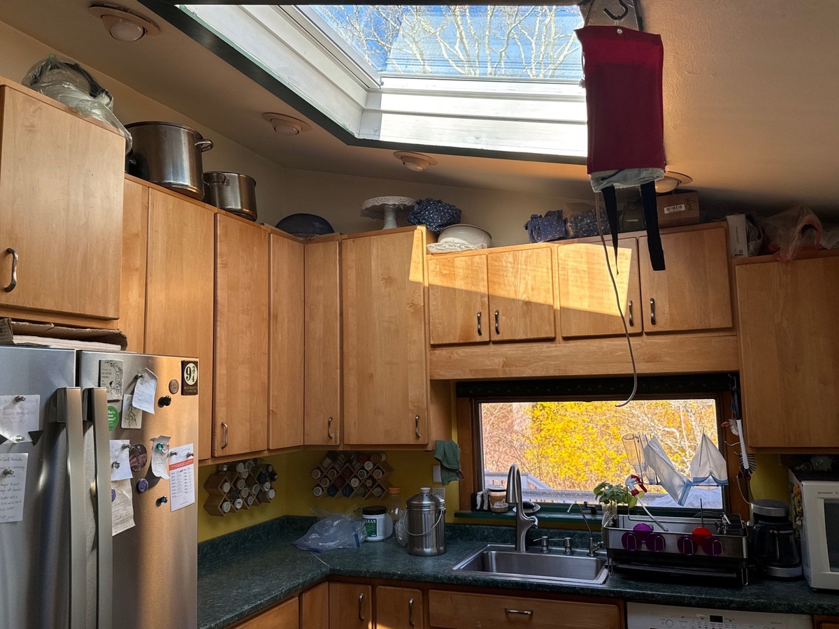 VELUX fixed skylight bringing natural light into kitchen interior in Kingston RI