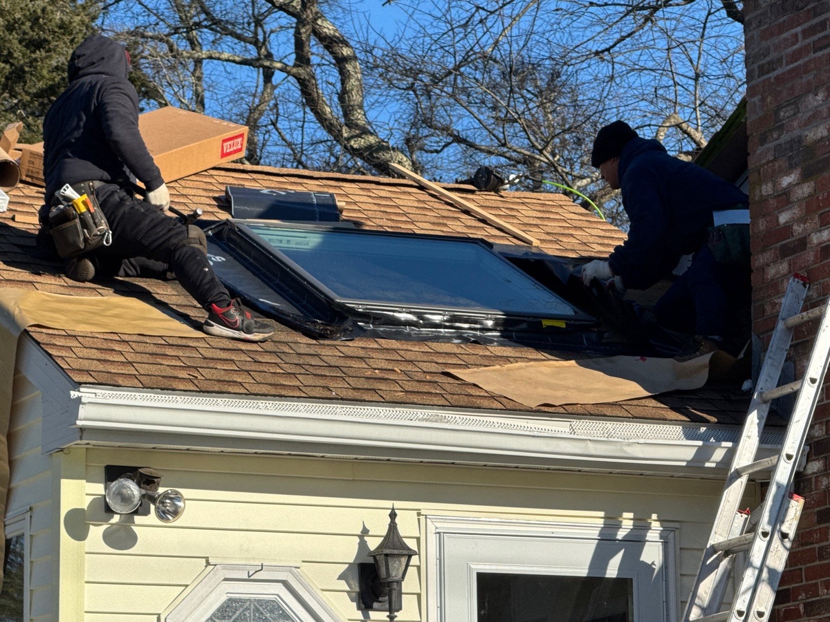 VELUX No Leak flashing system on skylight replacement Jamestown Rhode Island