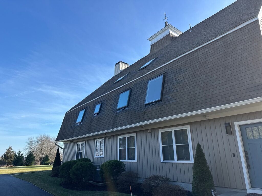 Exterior view of new VELUX skylight on roof in Warwick RI
