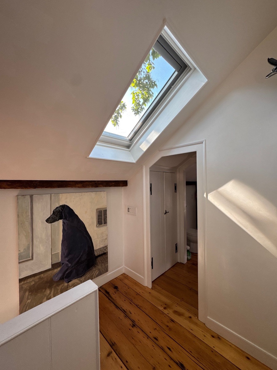 After — VELUX Solar-Powered Skylight, Cedar Shake & Chimney Flashing — Burrs Lane, Providence