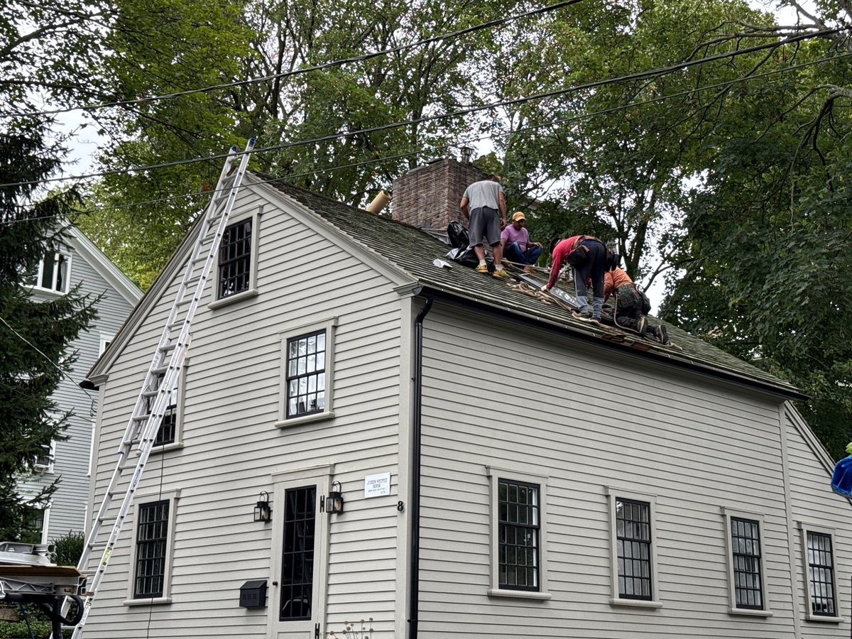 VELUX Solar-Powered Skylight, Cedar Shake & Chimney Flashing — Burrs Lane, Providence